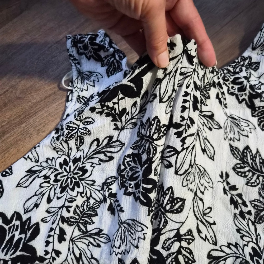 Studio 1940 Womens Mixed Print Crinkle Rayon Midi Dress Black White Floral 18/20 - Picture 7 of 10